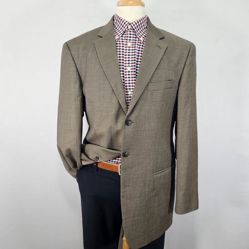 Stafford Men's Sport Coat Blazer Three Button Brown Shark Skin Wool Size 44L